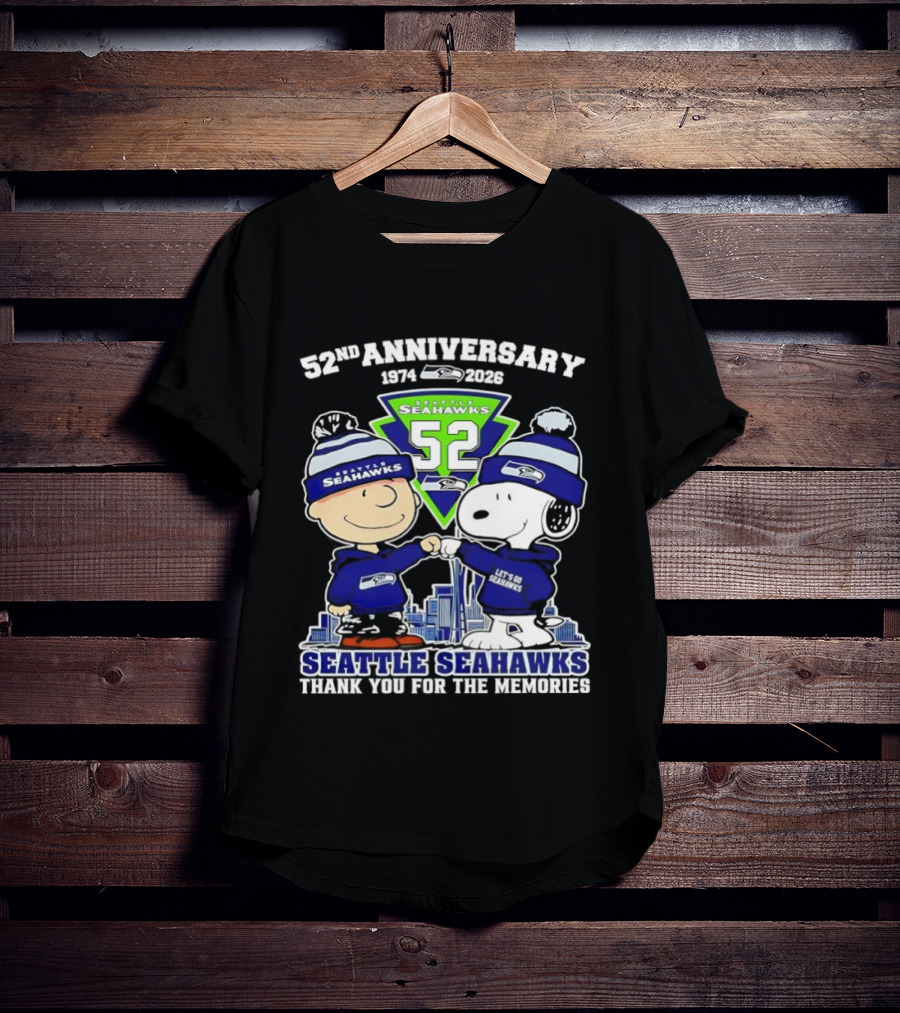 52nd Anniversary Peanuts Celebration Seattle Seahawks Thank You For The Memories T-Shirt