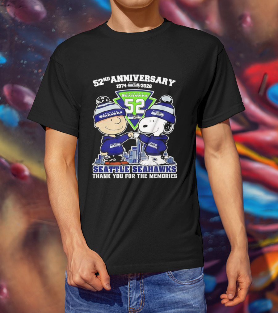 52nd Anniversary Peanuts Celebration Seattle Seahawks Thank You For The Memories T-Shirt