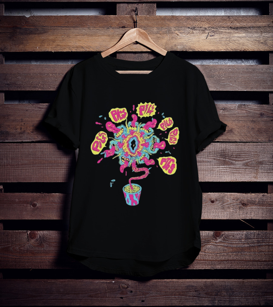 Pigs Pigs Pigs Pigs Pigs Pigs Pigs Casey’s Plantpot Vibrant Psychedelic Imagery T-Shirt