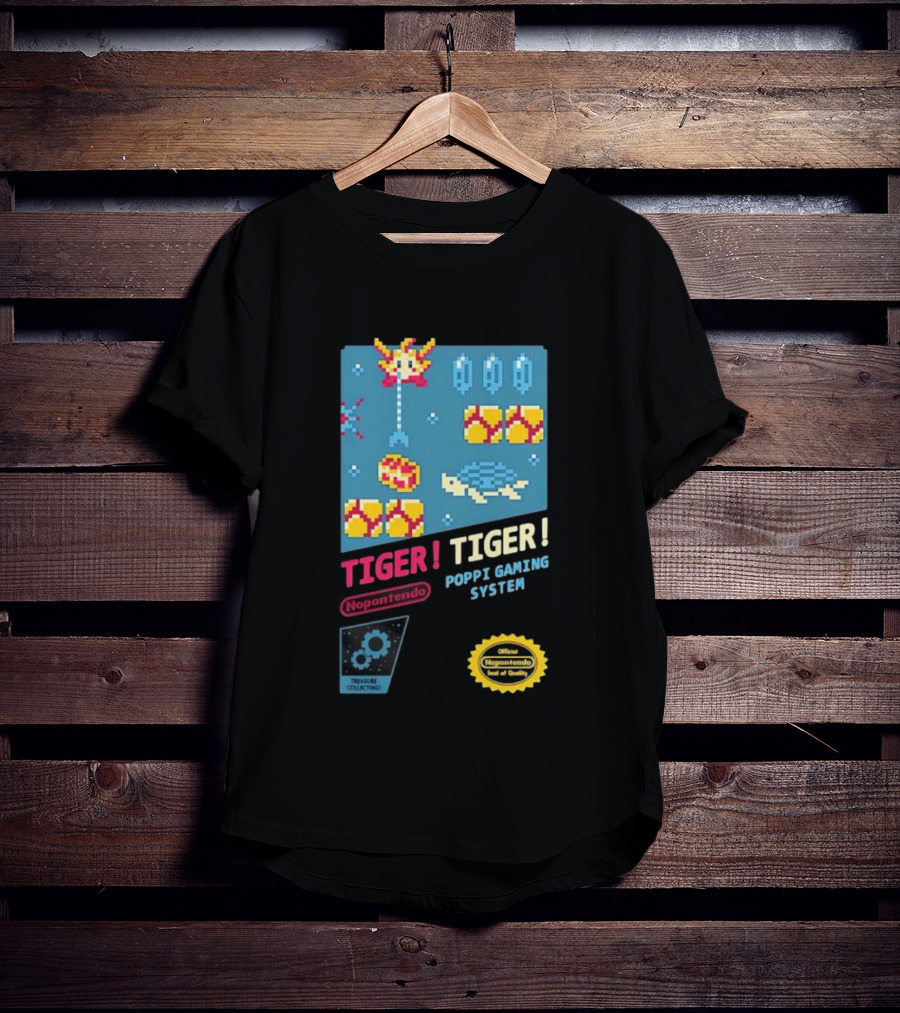TIGER TIGER Poppi Gaming System Nopontendo Treasure Collecting Pixel Art T-Shirt