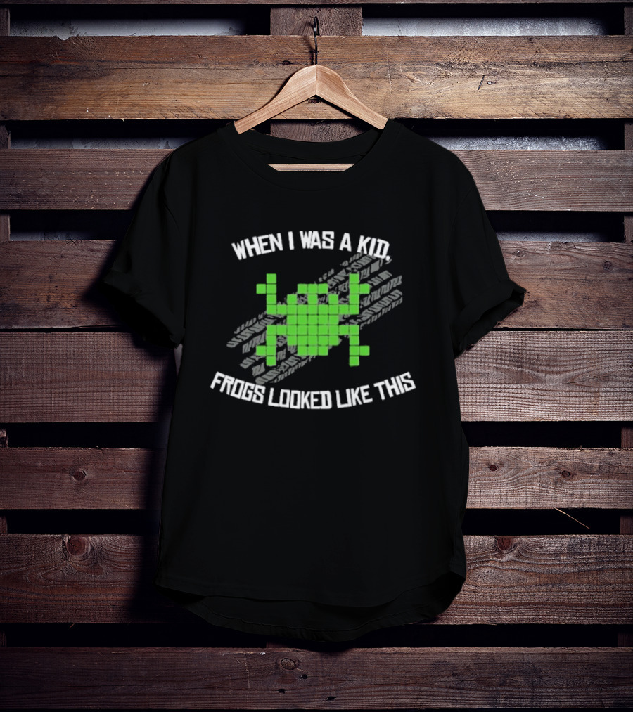 When I Was A Kid Frogs Looked Like This Pixelated Frog Retro Humor T-Shirt