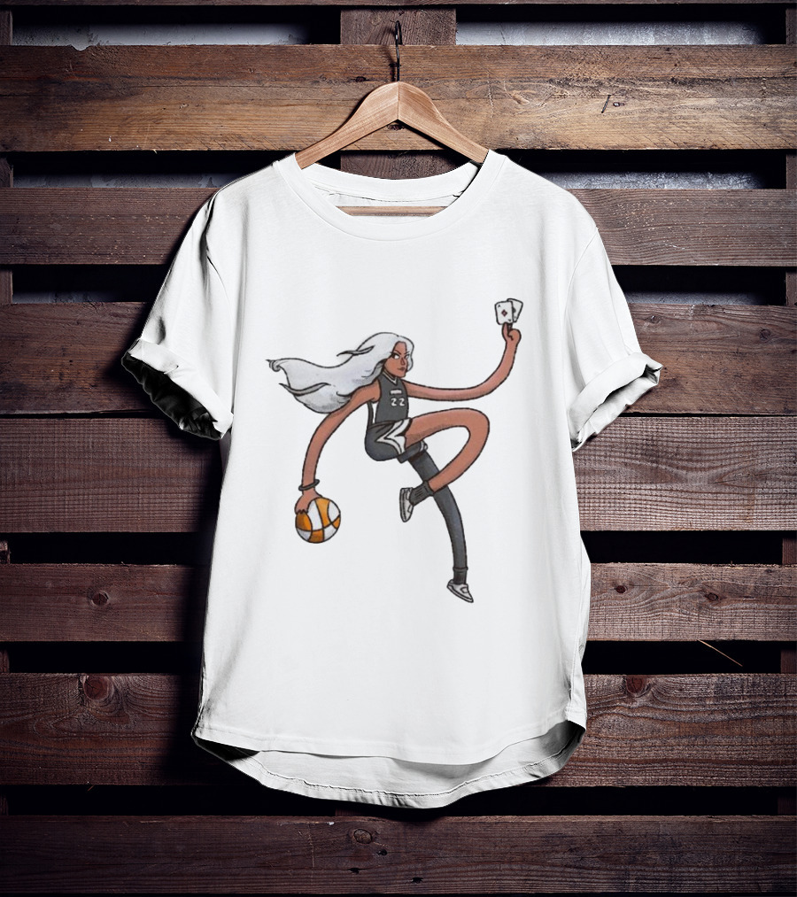 A’ja Wilson Las Vegas Aces Number 22 Holding Basketball And Ace Card T-Shirt