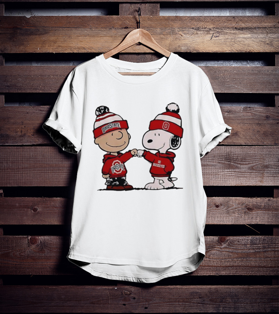 Charlie Brown Snoopy Ohio State Buckeyes Fist Bump Winter Gear T-Shirt