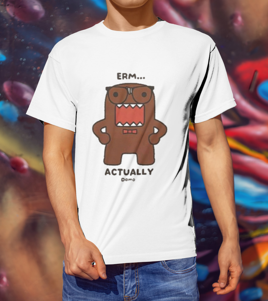 Domo Erm Actually Character With Glasses And Bow Tie T-Shirt