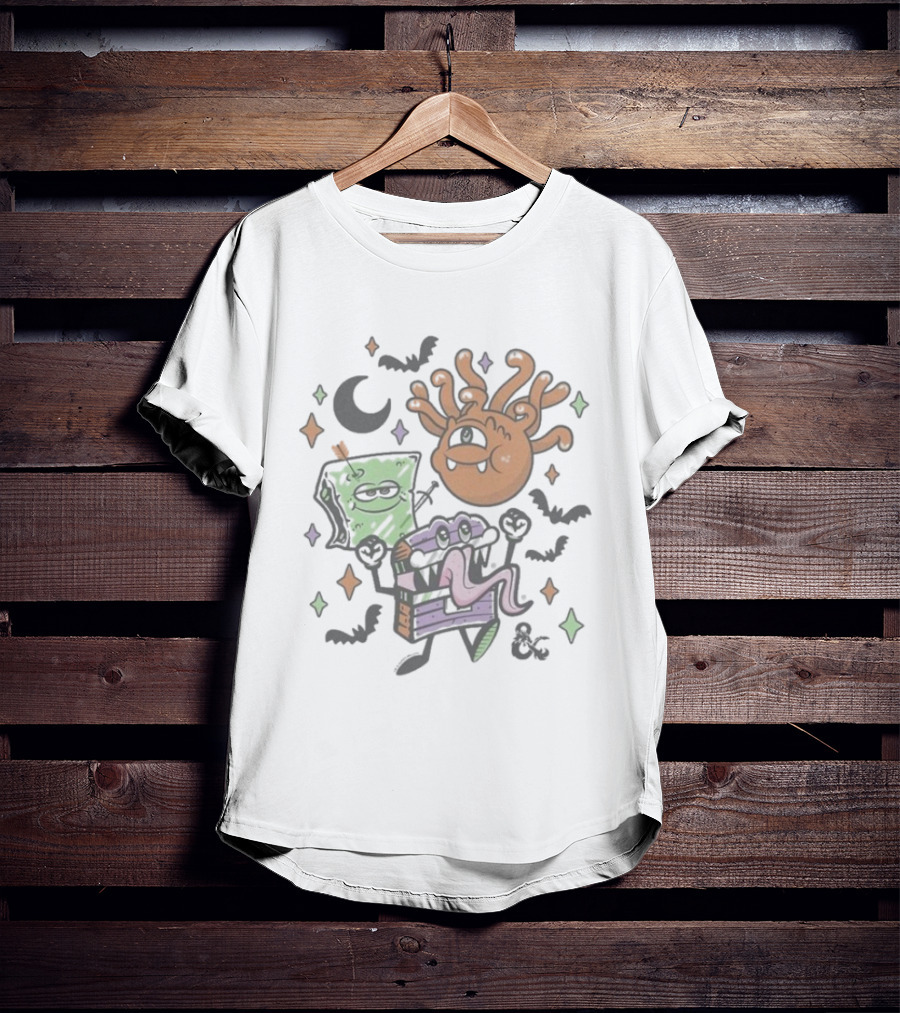 Dungeons & Dragons Halloween Monster Cuties With Beholder Mimic And Spellbook T-Shirt