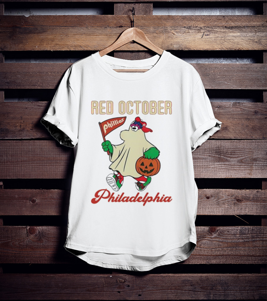 Red October Phillies Phanatic Ghost Halloween Pumpkin T-Shirt