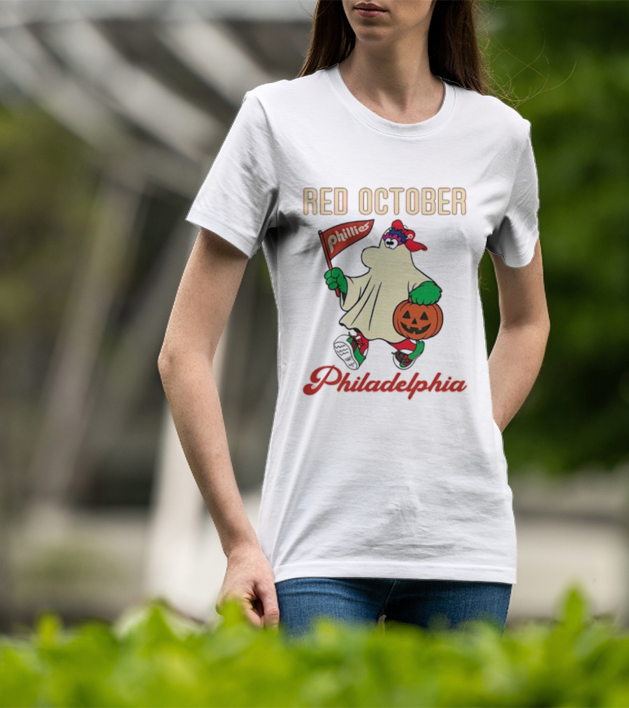 Red October Phillies Phanatic Ghost Halloween Pumpkin T-Shirt