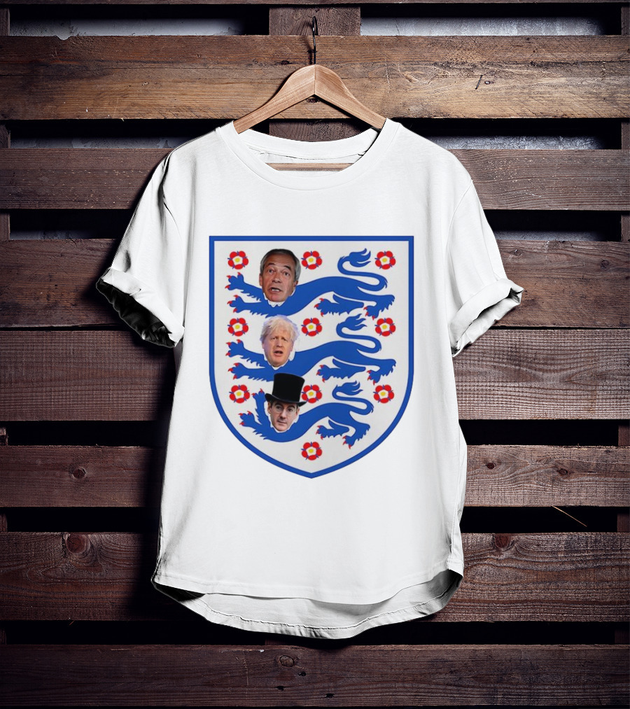 Nigel Farage Boris Johnson Jacob Rees Mogg England Three Lions Flag T-Shirt