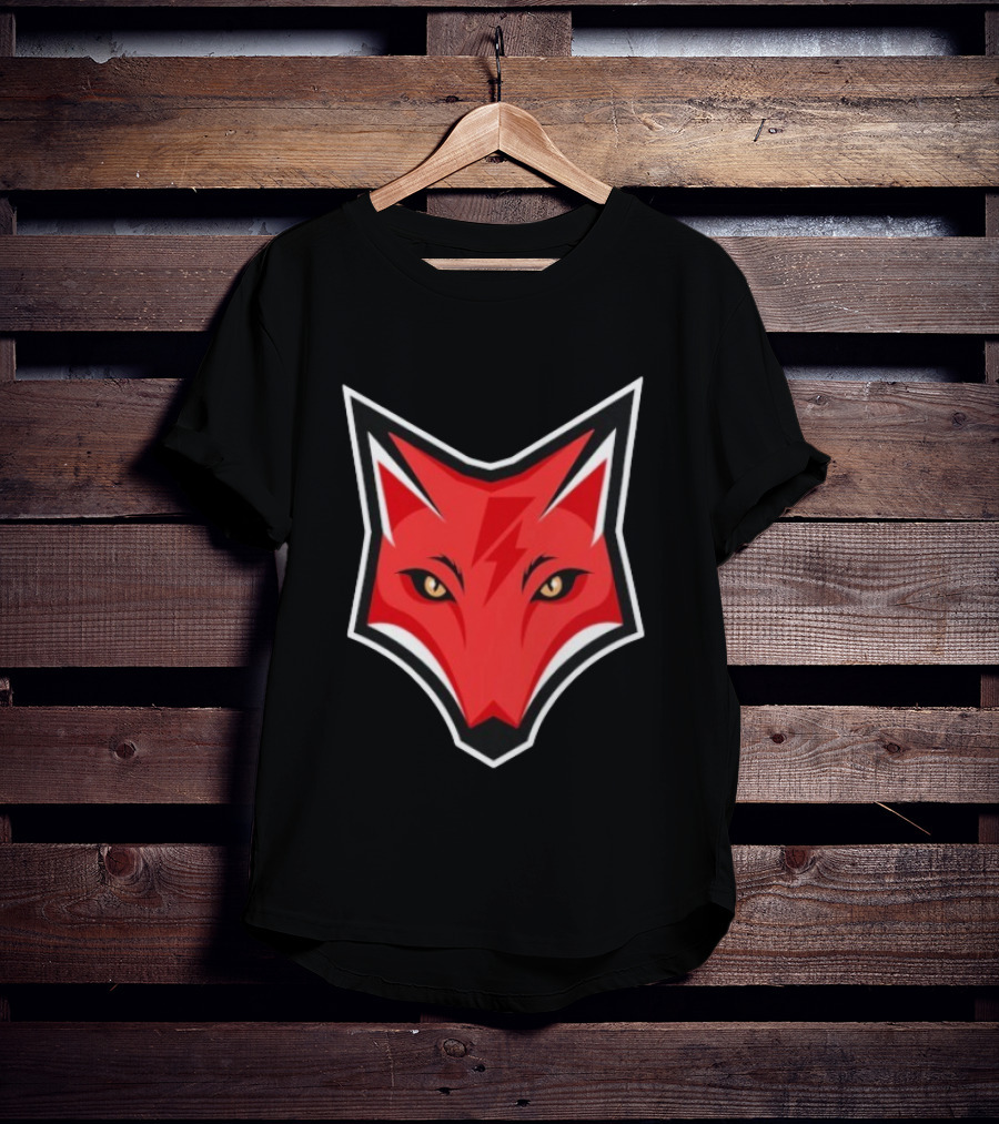 Electric Fox Lightning Emblem Red Fox Face T-Shirt