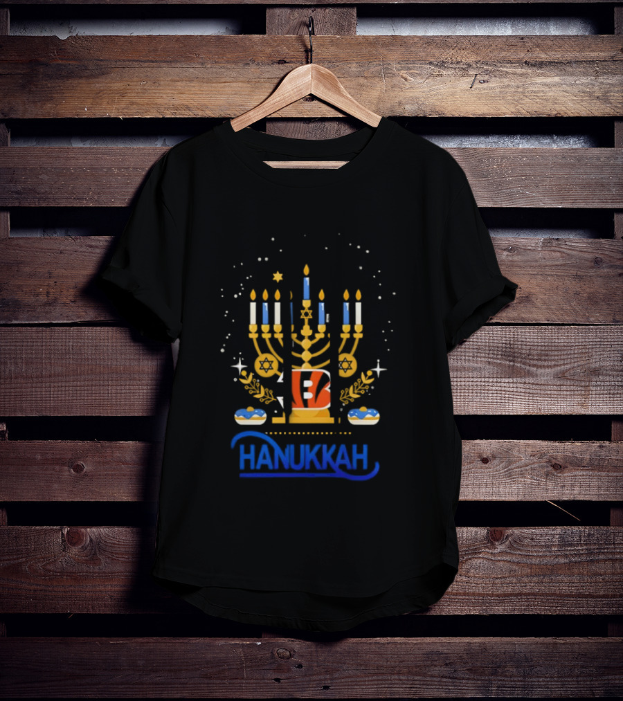 Cincinnati Bengals Hanukkah Menorah Celebration T-Shirt