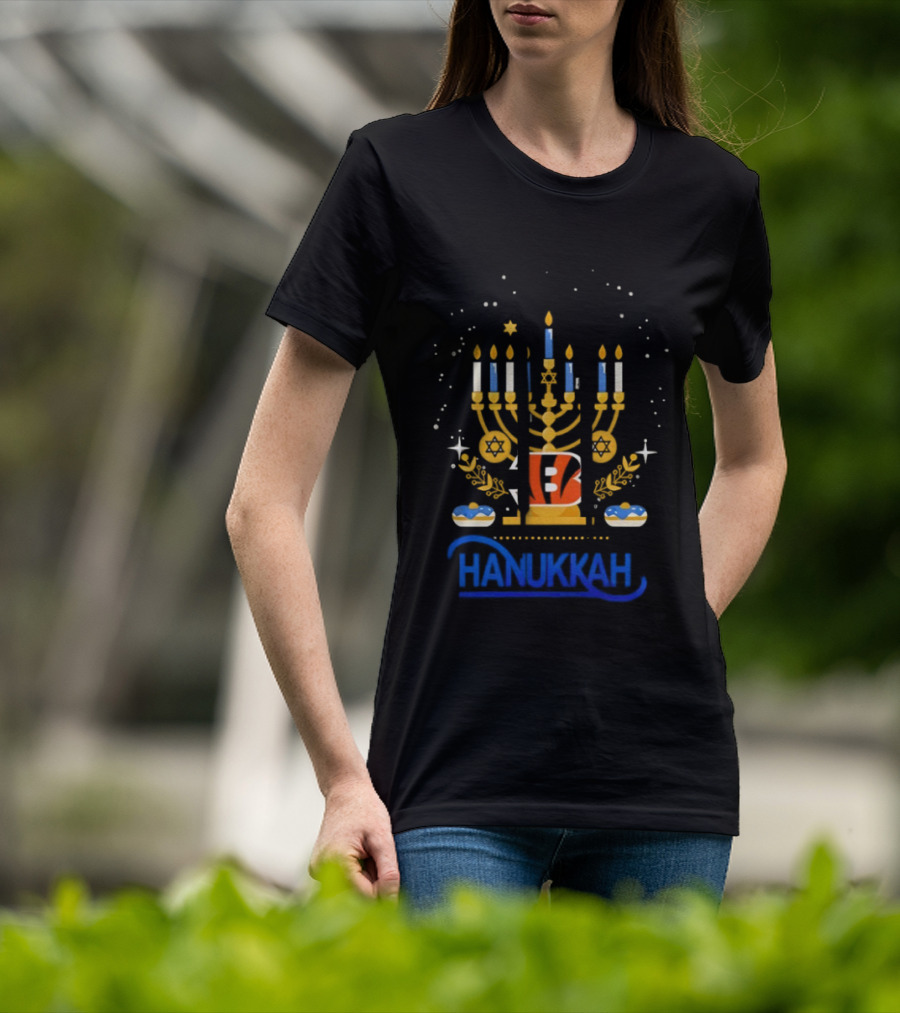 Cincinnati Bengals Hanukkah Menorah Celebration T-Shirt