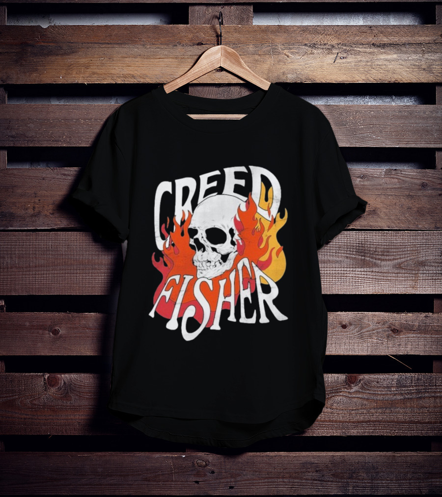 Creed Fisher Skull Flames Fire T-Shirt