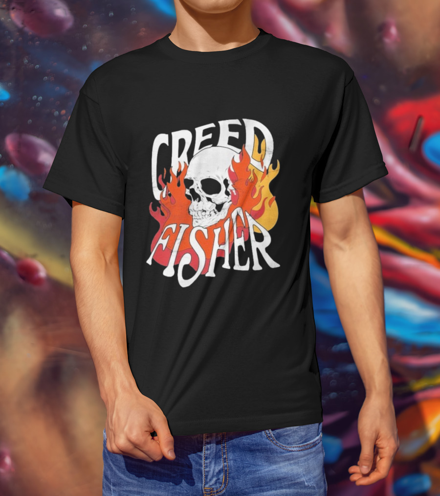Creed Fisher Skull Flames Fire T-Shirt