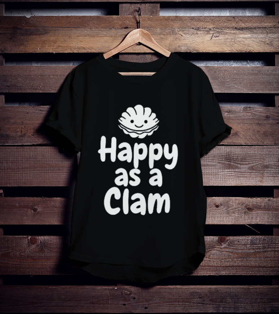 Happy As A Clam Cute Smiling Sea Shell T-Shirt