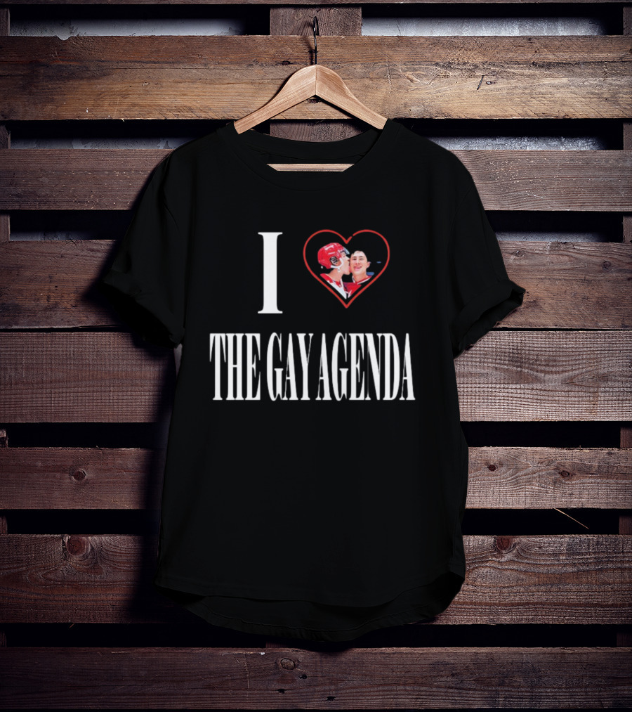 I Love The Gay Agenda Hockey Embrace T-Shirt