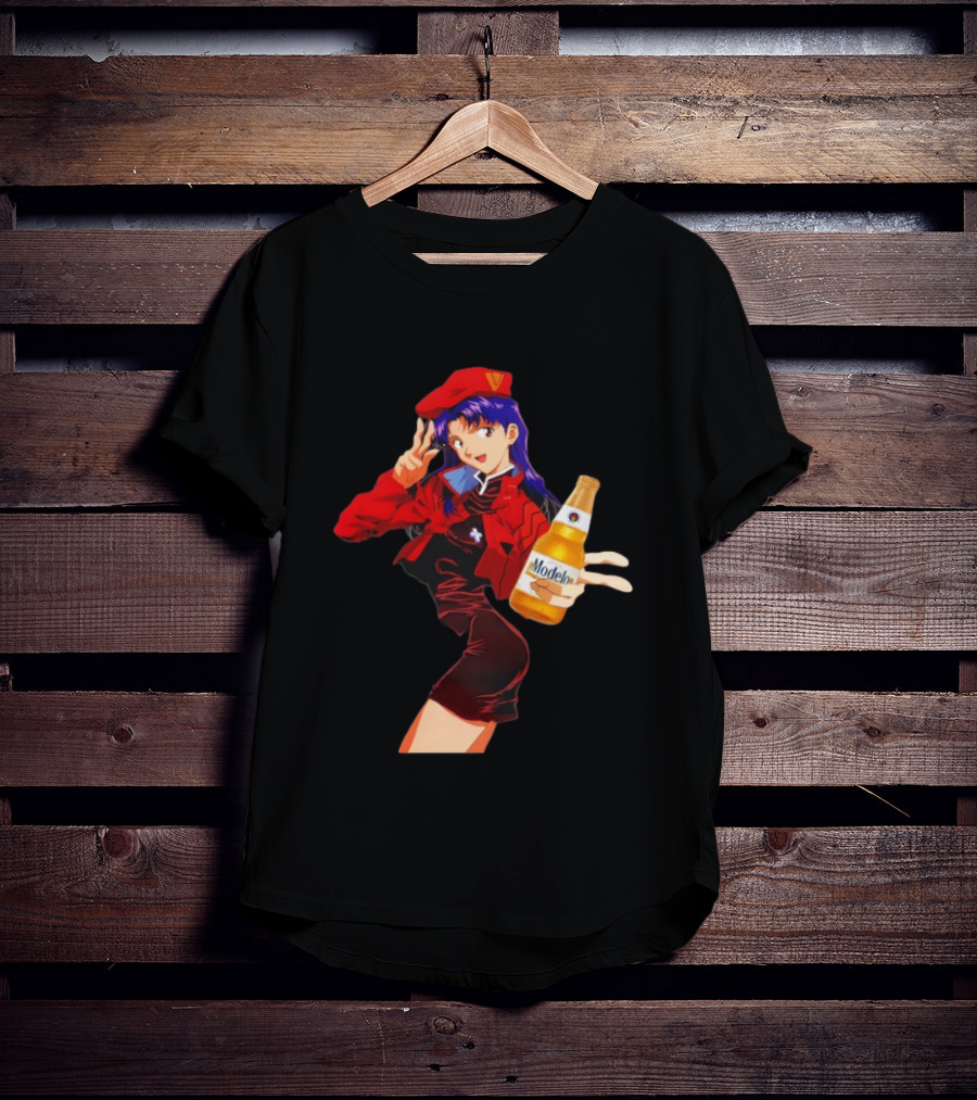 Misato Katsuragi Modelo Especial Beer Anime Fusion T-Shirt