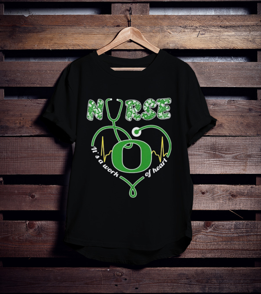 Oregon Ducks Nurse It’s A Work Of Heart Stethoscope T-Shirt