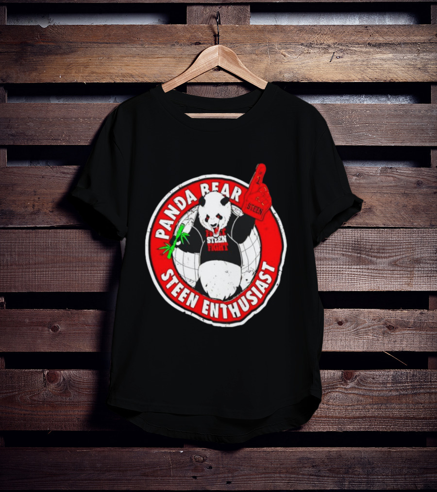 Panda Bear Steen Fight Enthusiast With Foam Finger And Bamboo T-Shirt