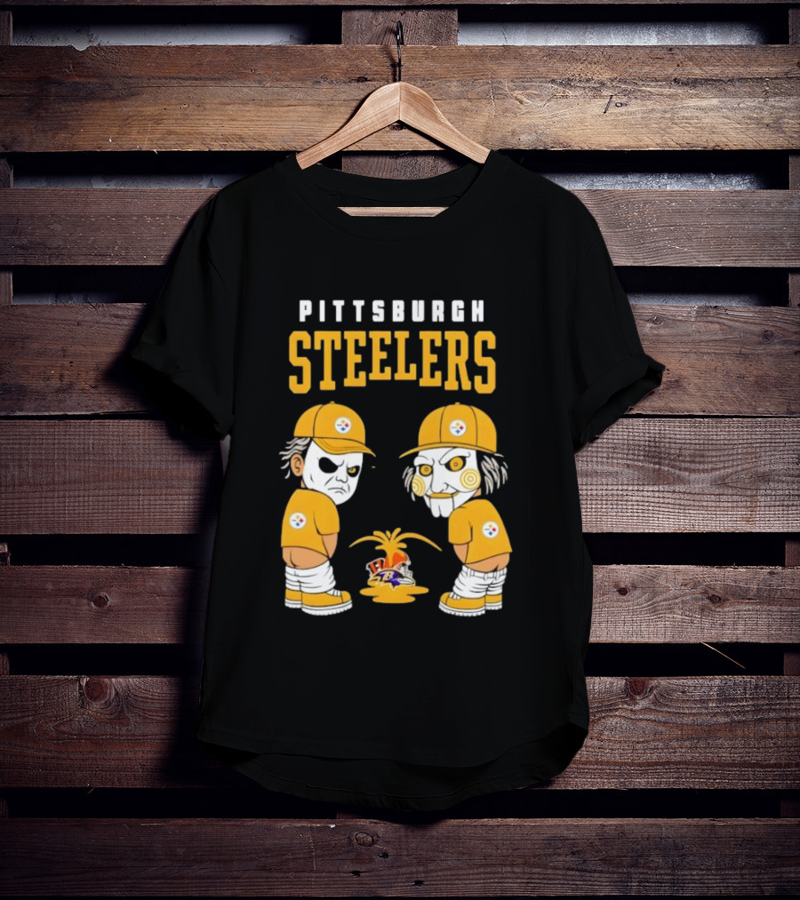 Pittsburgh Steelers Michael Myers Billy The Puppet Baltimore Ravens Vs Cleveland Browns Rivalry T-Shirt