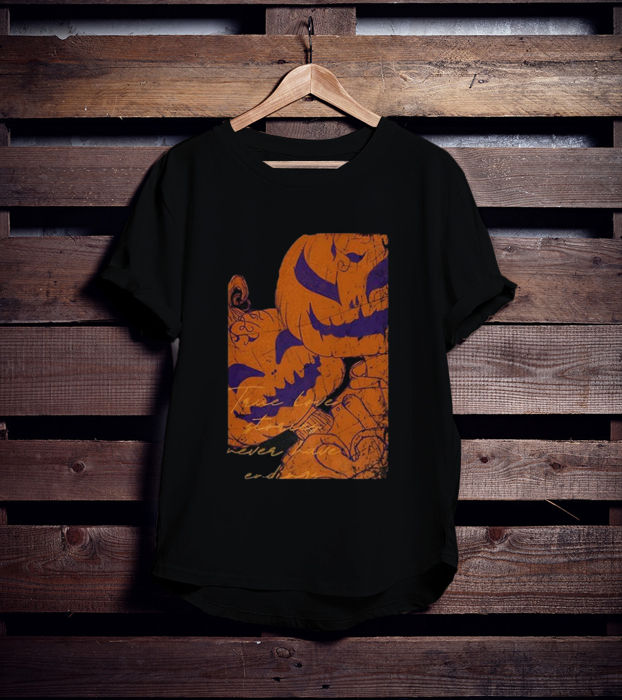 Pumpkin Head Selfie Love Stories Never Ending T-Shirt