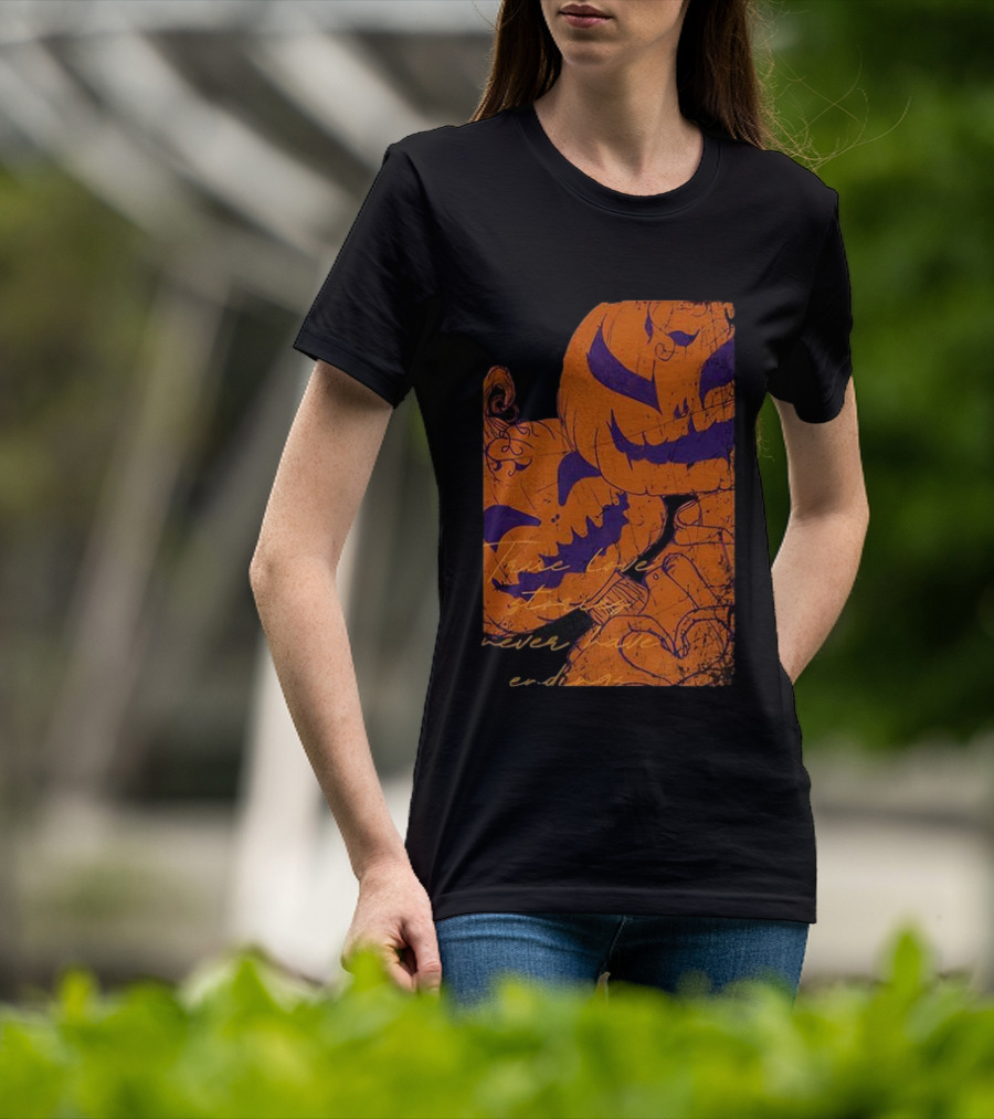 Pumpkin Head Selfie Love Stories Never Ending T-Shirt