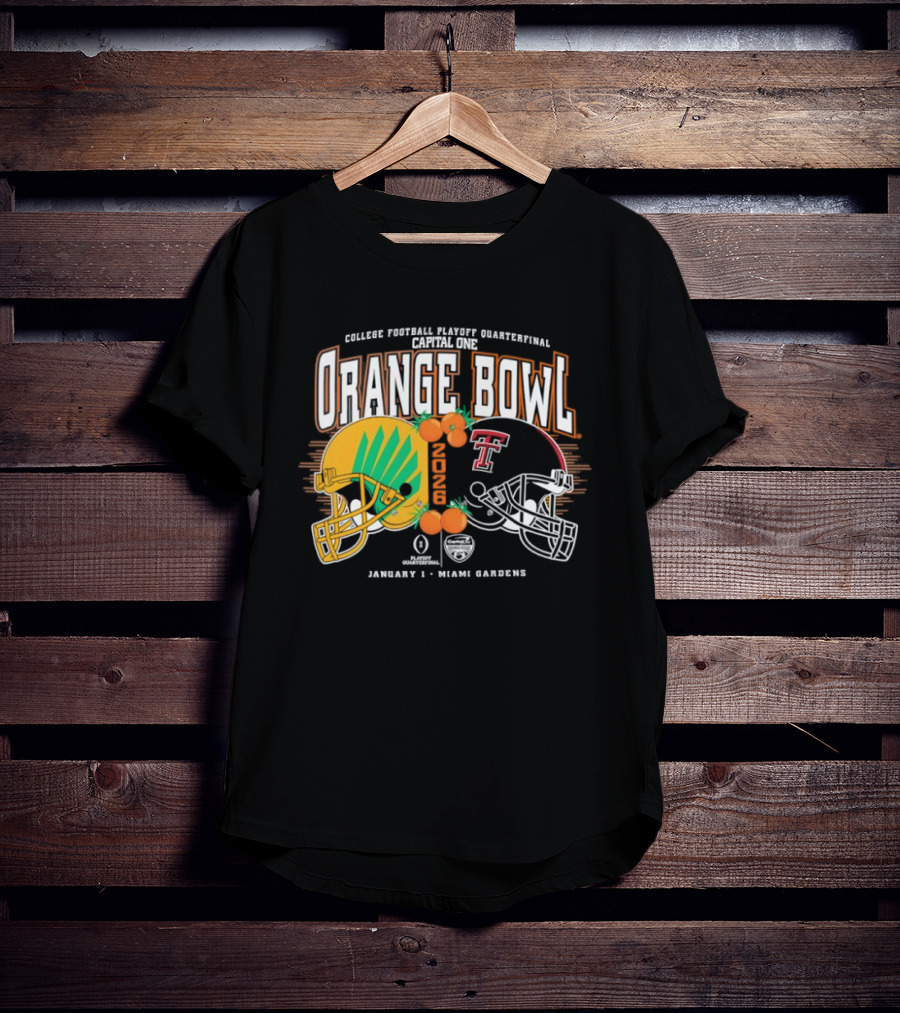 Texas Tech Red Raiders Oregon Ducks Orange Bowl 2025 CFP Quarterfinal Miami Gardens T-Shirt