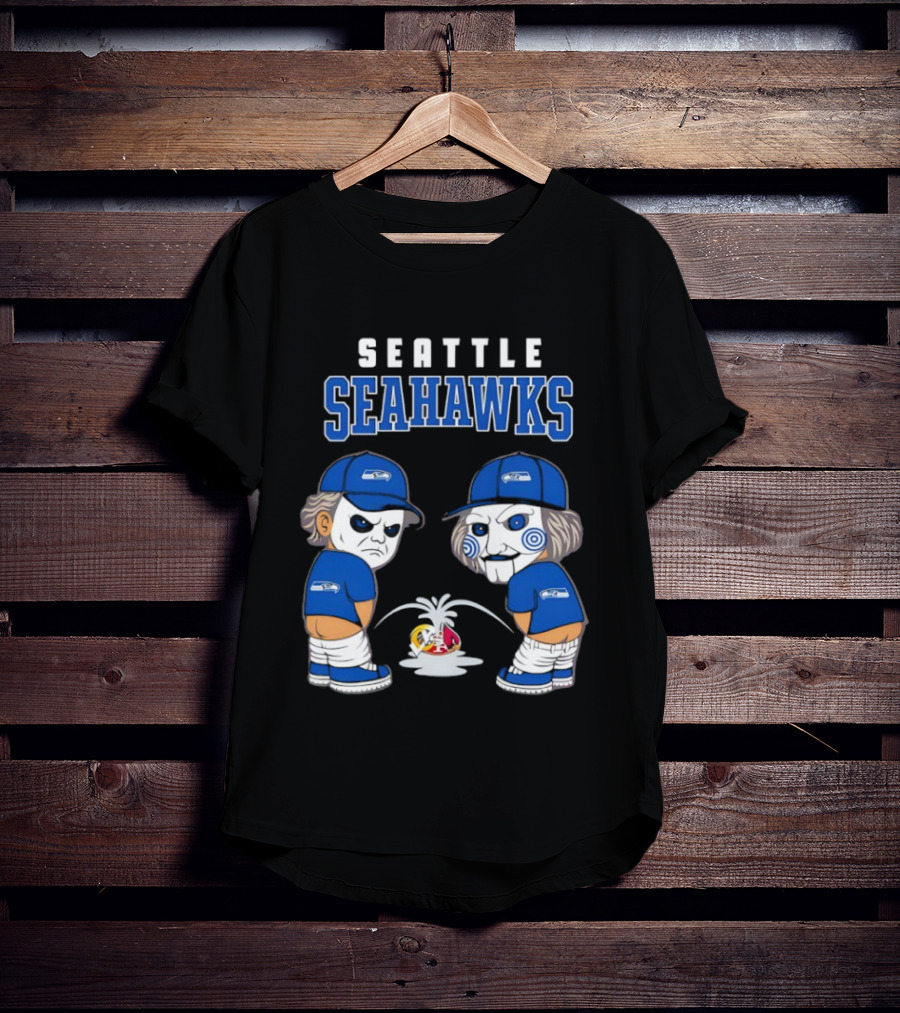 Seattle Seahawks Michael Myers Billy The Puppet Piss On Rival Teams T-Shirt