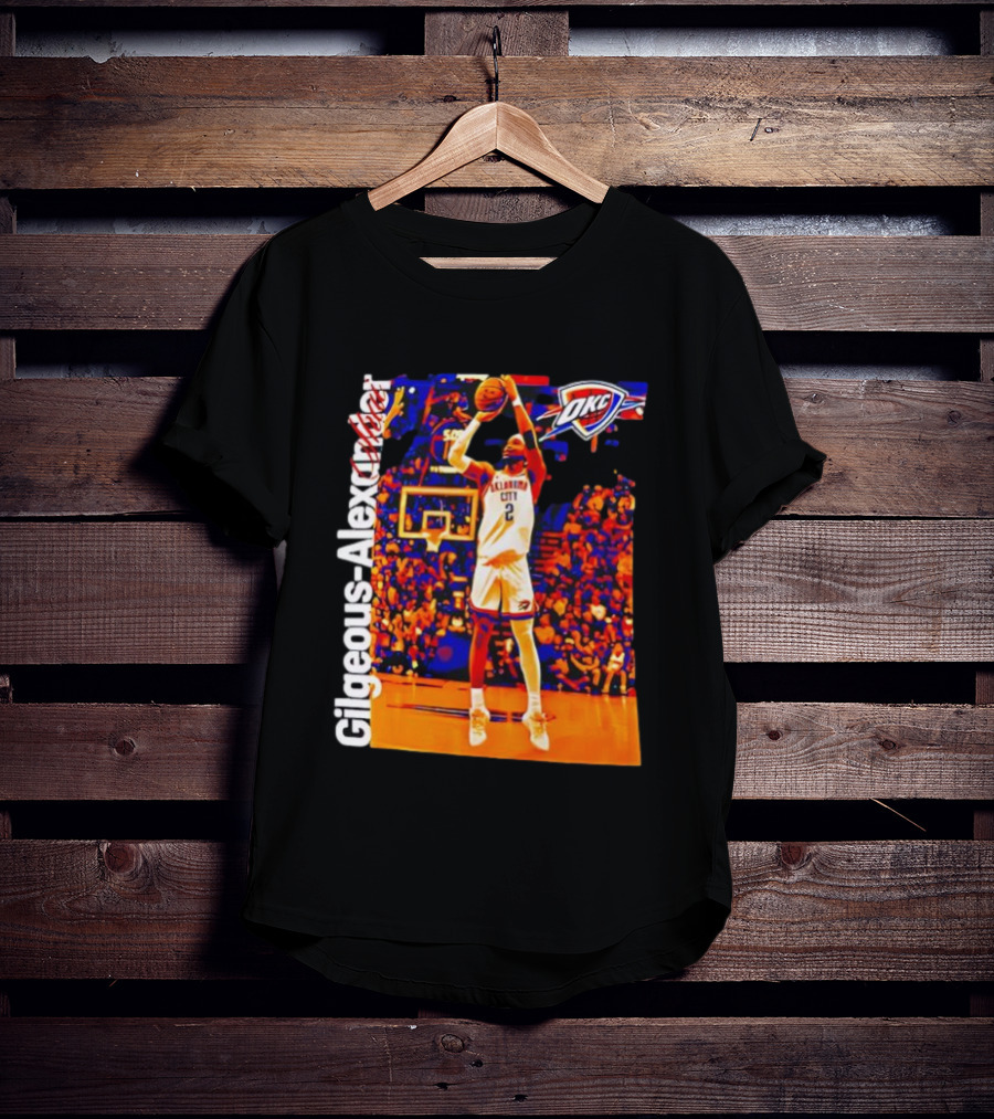 Oklahoma City Thunder Shai Gilgeous Alexander Basketball Action OKC Fans Gear T-Shirt