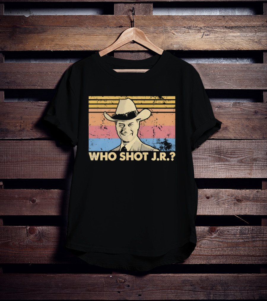 Who Shot J.R. Retro Cowboy Dallas TV Soap Opera Mystery T-Shirt