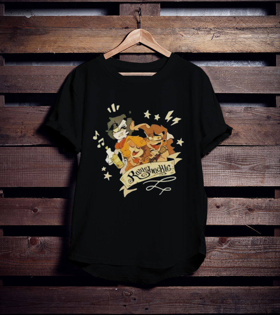 Zeddyzi Ramshackle Trio Cartoon Characters With Music And Stars T-Shirt