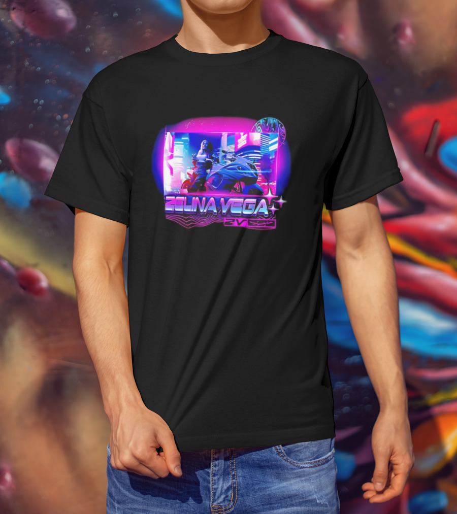 Zelina Vega Motorcycle Neon Cyberpunk WWE Champion T-Shirt