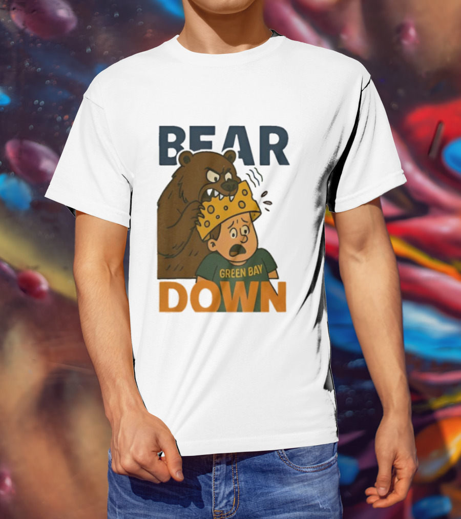 Bear Down Green Bay Packers Rivalry Cheesy Confrontation T-Shirt