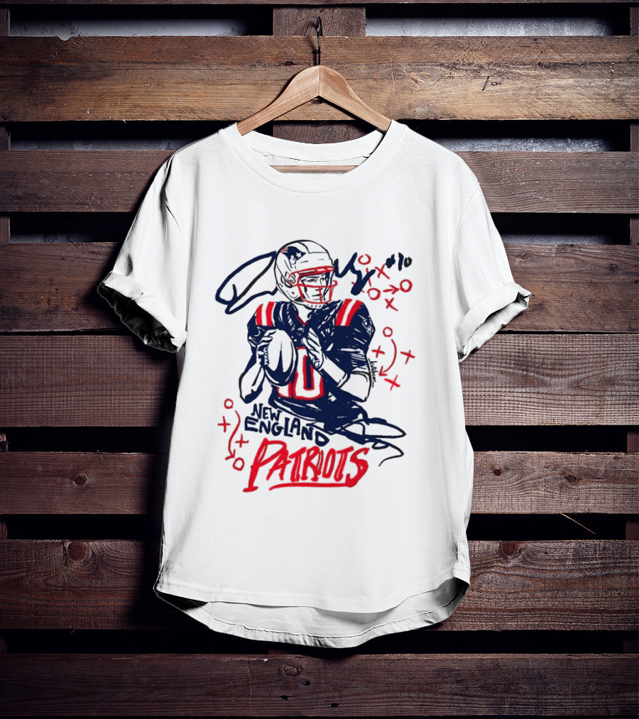 Drake Maye New England Patriots Quarterback XOXO Playbook T-Shirt