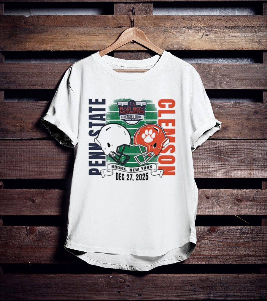 Clemson Vs Penn State Bad Boy Mowers Pinstripe Bowl 2025 Dueling Helmets T-Shirt