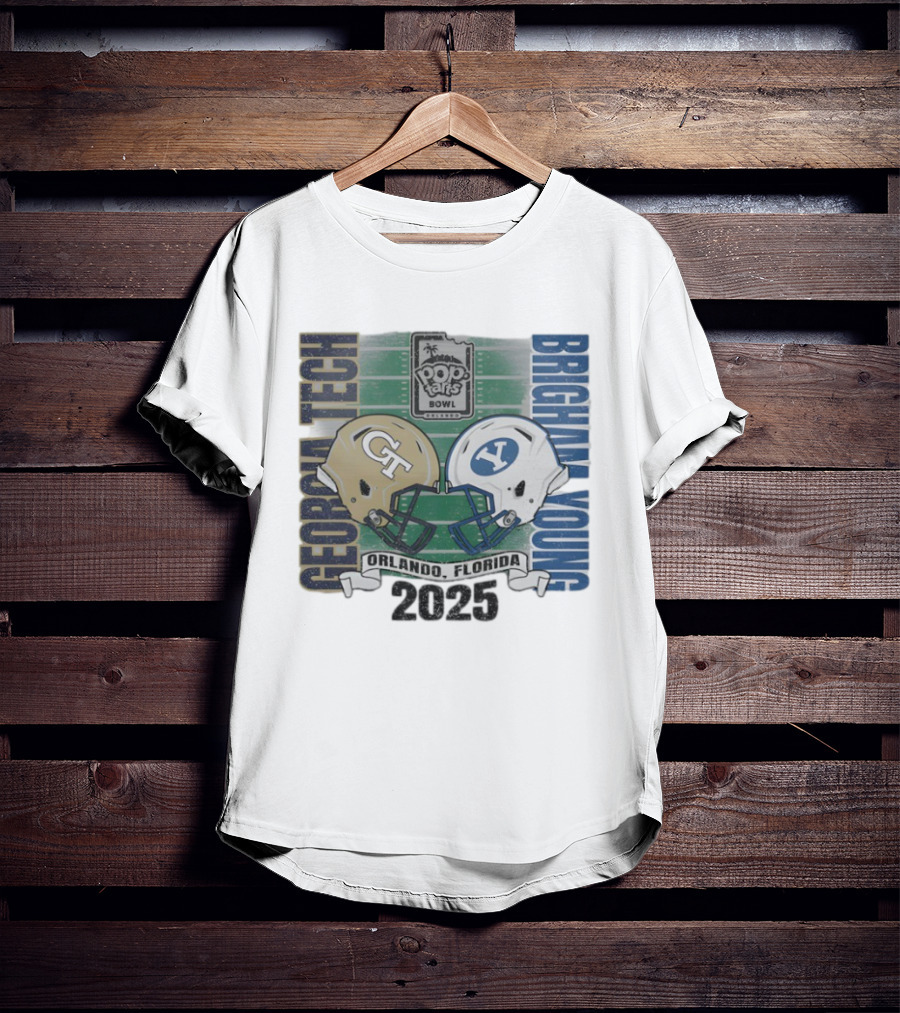 Georgia Tech Vs Brigham Young 2025 Pop Tarts Bowl Orlando Football Helmets T-Shirt