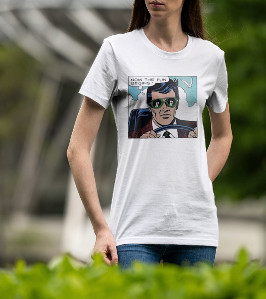 Now The Fun Begins Retro Driver Comic Panel T-Shirt