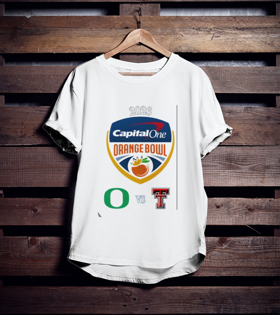 Oregon Ducks Vs Texas Tech Red Raiders 2026 Capital One Orange Bowl Matchup T-Shirt