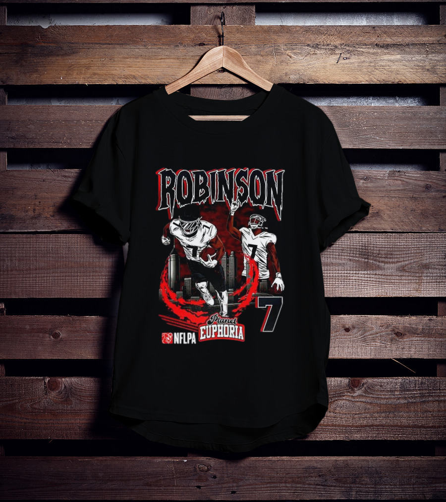 ```Bijan Robinson Atlanta Falcons Number 7 Skyline Planet Euphoria``` T-Shirt