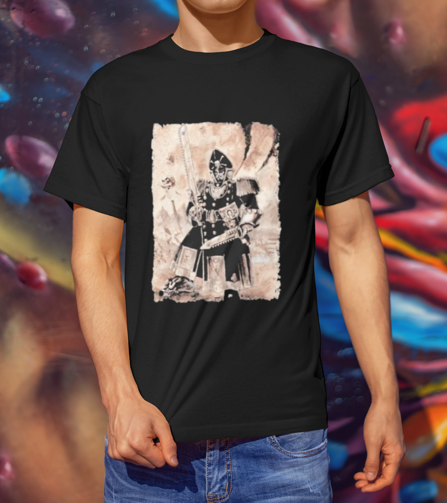 Grimdark Commissar Warhammer 40k Chainsword Artillery T-Shirt