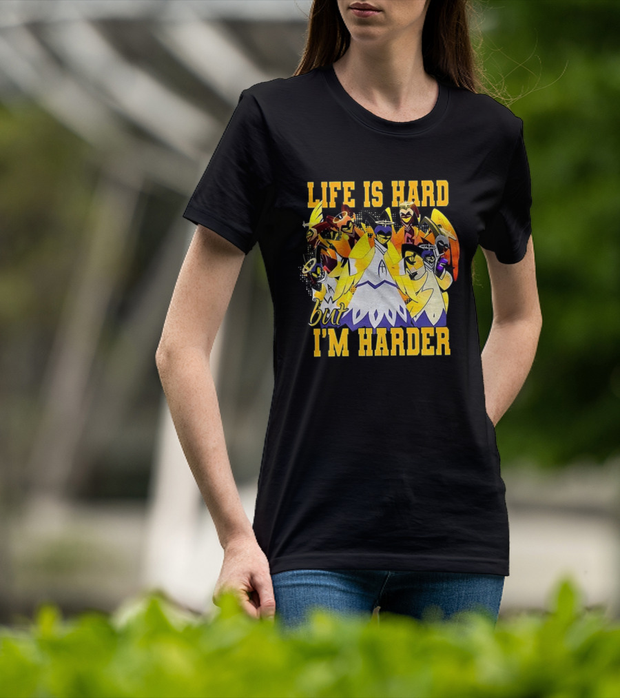 Hazbin Hotel Life Is Hard But I'm Harder Yellow Characters T-Shirt