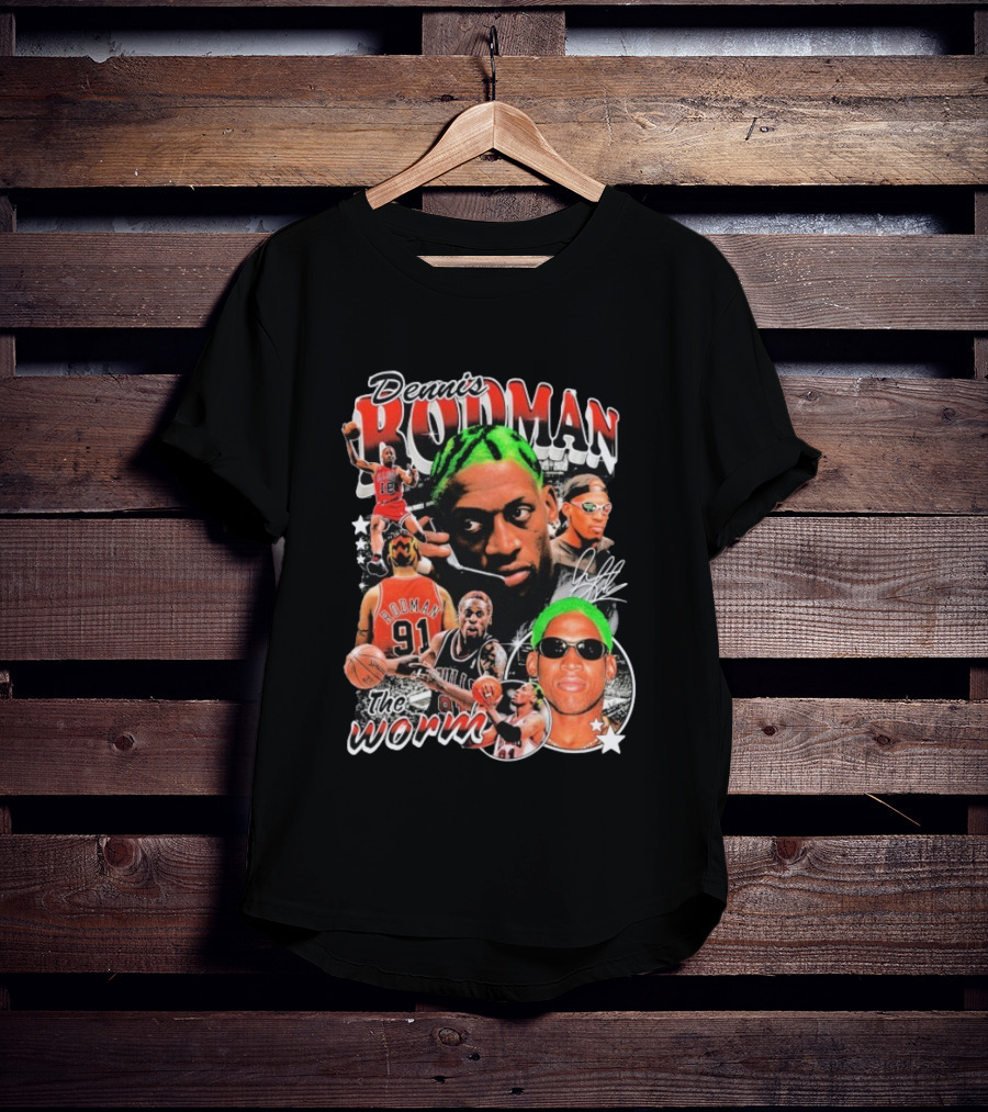 Dennis Rodman 91 The Worm Bulls Basketball Legend Retro Style   T-Shirt