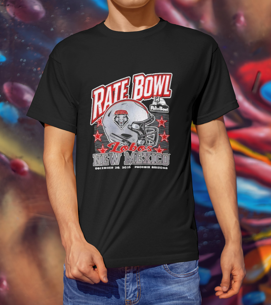 Rate Bowl 2025 New Mexico Lobos Vintage Helmet December 26 Phoenix Arizona T-Shirt