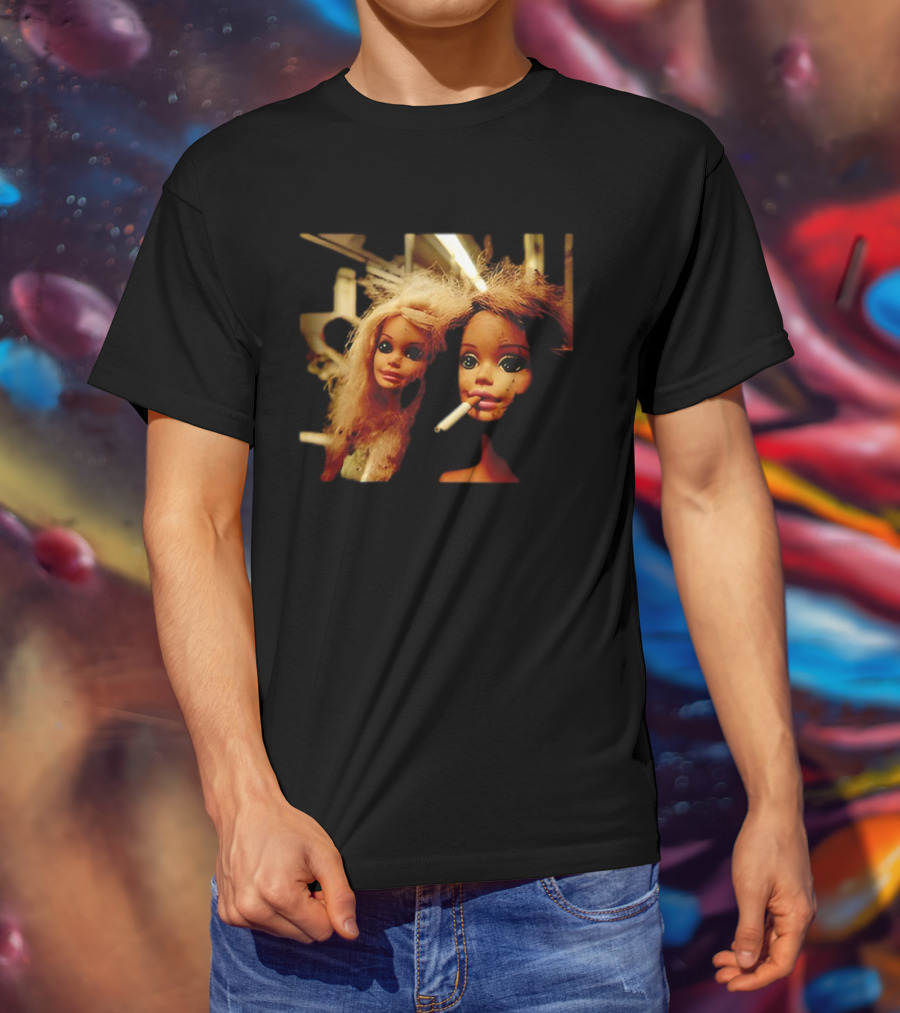 Distressed Dolls With Cigarette Urban Aesthetic T-Shirt