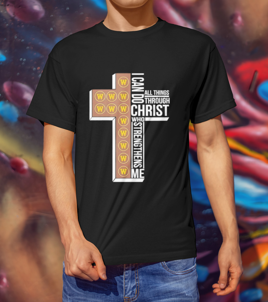 San Diego Padres W Logo Cross I Can Do All Things Through Christ Who Strengthens Me T-Shirt
