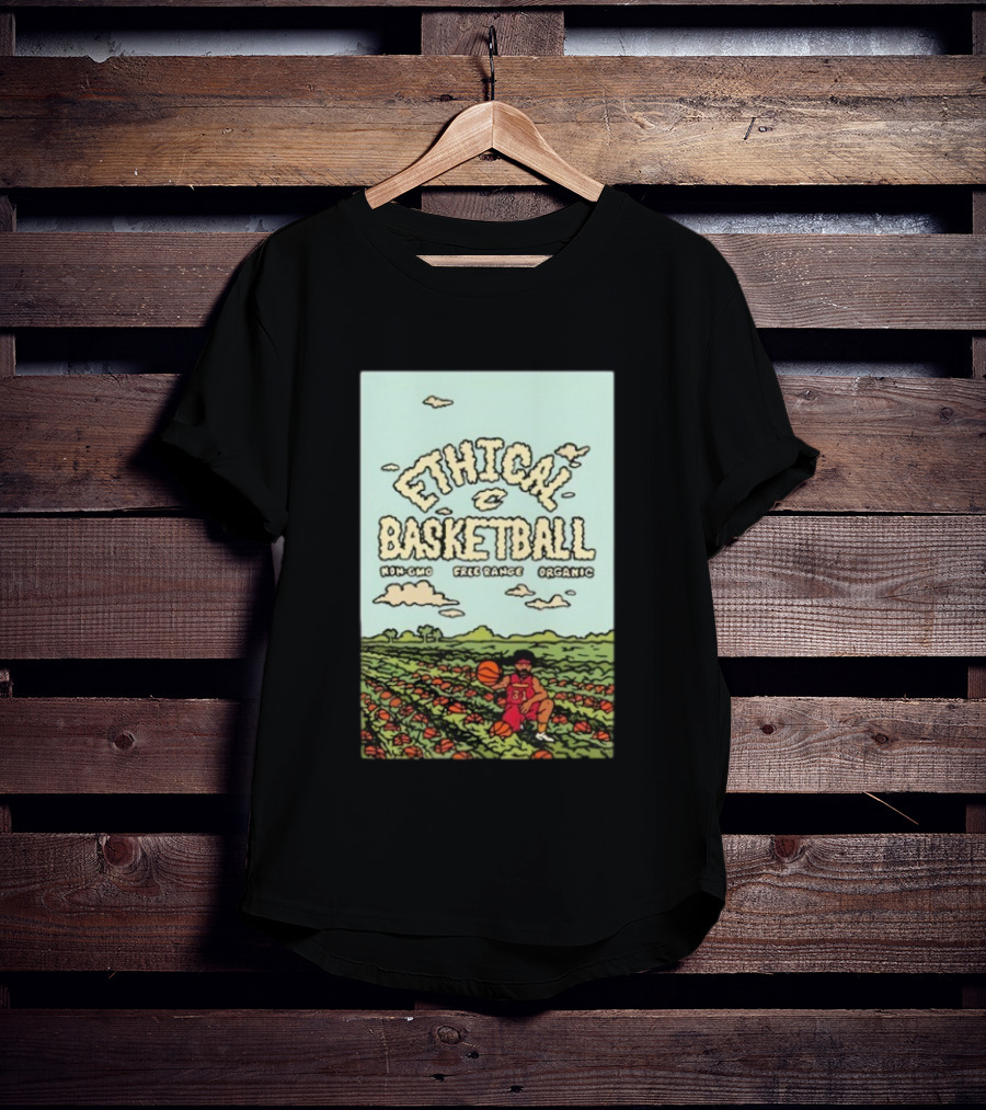 Ethical Basketball Non GMO Free Range Organic Vintage Style Cartoon Player T-Shirt