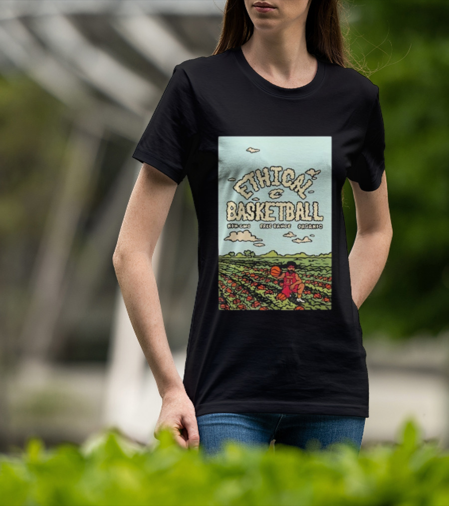 Ethical Basketball Non GMO Free Range Organic Vintage Style Cartoon Player T-Shirt