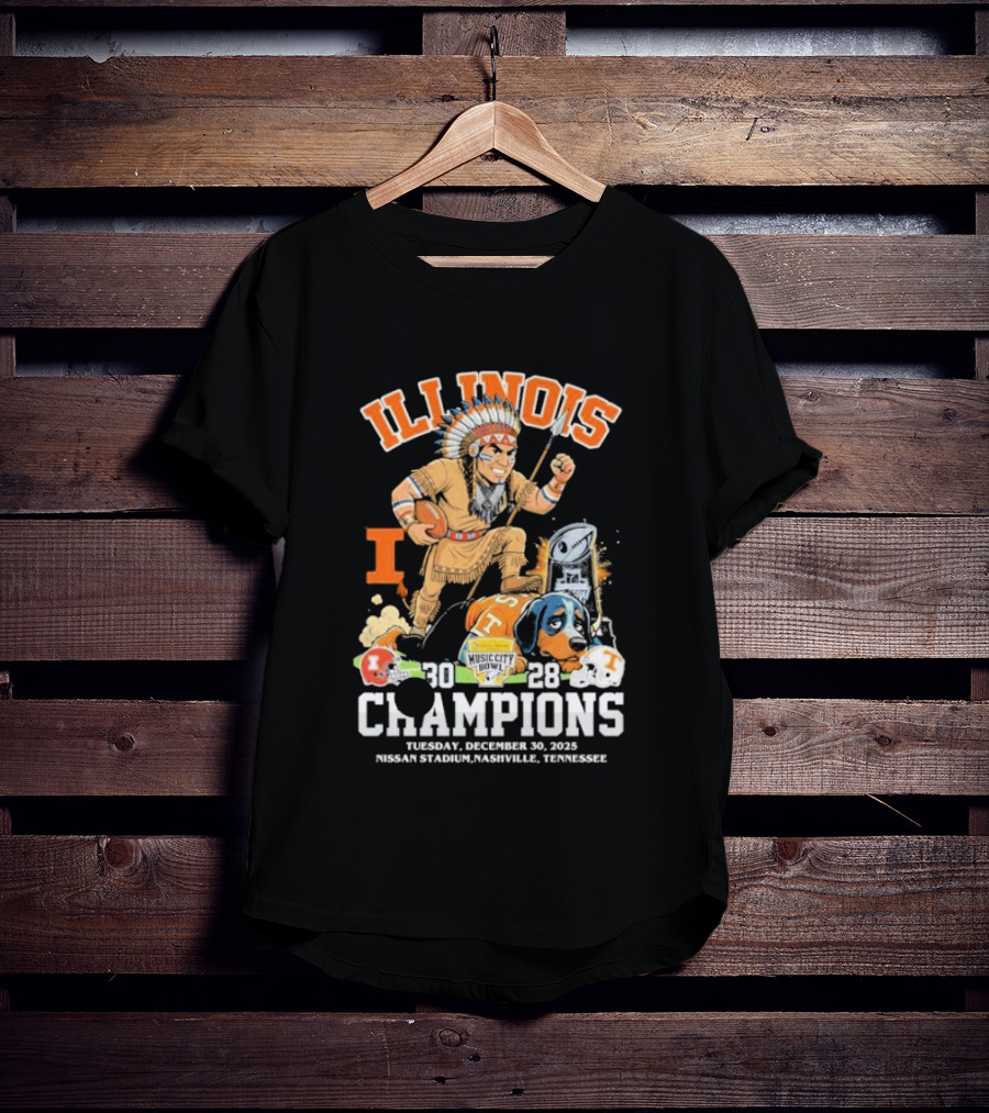 Illinois Fighting Illini Music City Bowl 2025 Champions December 30 Nashville 30 28 Score T-Shirt