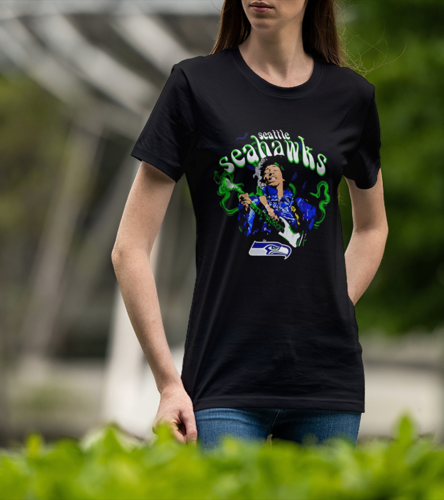 Seattle Seahawks Jimi Hendrix Collaboration NFL Fan T-Shirt