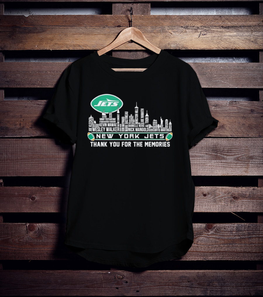 New York Jets Skyline Thank You For The Memories Football T-Shirt