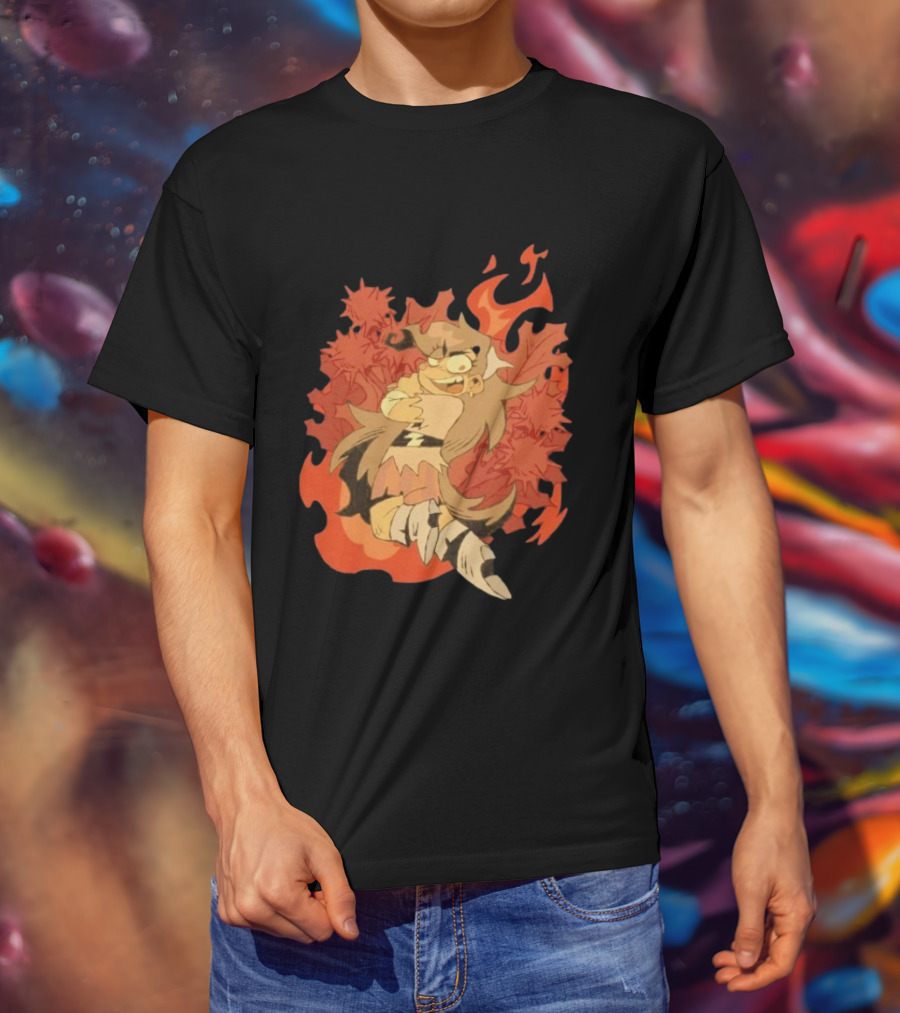 Zeddyzi Ramshackle Vinnie Vibes Flame Character Art Anime T-Shirt